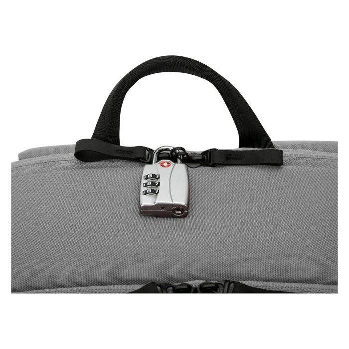 Targus Sagano Travel Mochila para Portátil 15.6 Pulgadas (39.6 cm) con Compartimento Seguro, Impermeable, Hecha de Material Reciclado RPET, 2 Bolsillos Frontales, Color Gris