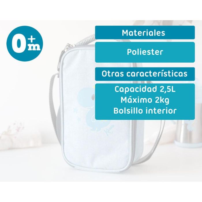 KioKids Bolso Merienda Dino Azul - Bolsa Térmica Infantil Dolci Amici, Capacidad 2.5L, Conserva Calor y Frío, +0 Meses 4