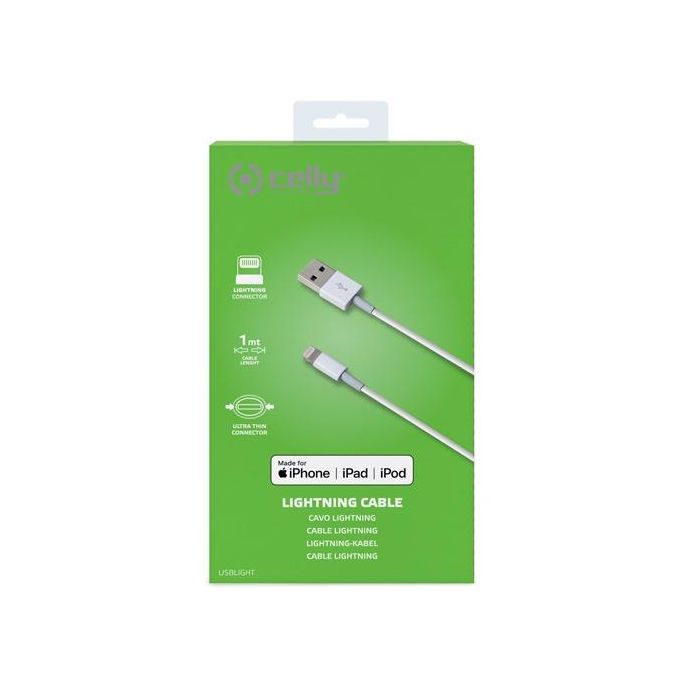 Cable USB a Lightning Celly USBLIGHT 1 m Blanco