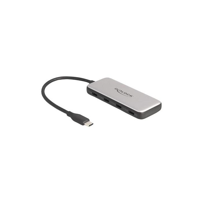 DeLOCK Concentrador USB Hub Tipo-C 10 Gbps, USB 3.2 Gen 1 con 4 Puertos USB-C y PD 85W para Carga, PC, Android, Windows, Mac, Negro, Gris - 1 Pieza 0 DeLOCK Concentrador USB Hub Tipo-C 10 Gbps, USB 3.2 Gen 1 con 4 Puertos USB-C y PD 85W para Carga, PC, Android, Windows, Mac, Negro, Gris - 1 Pieza 0