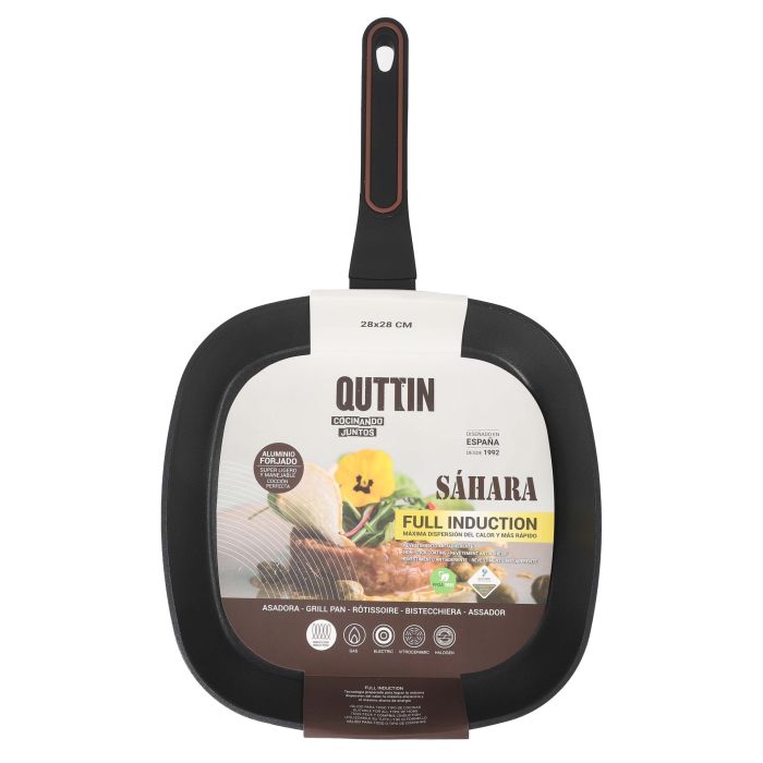Quttin Asadora Cuadrada 28x28 cm de Aluminio Forjado con Mango Soft-Touch 3.0 mm de Espesor (6 Unidades) 1