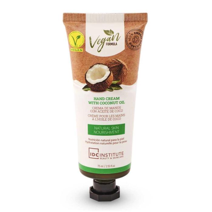 Idc Institute Crema de Manos Vegana con Aceite de Coco, Nutritiva, Hidratante Profunda, Antioxidante, Protección Diaria, 75 mL