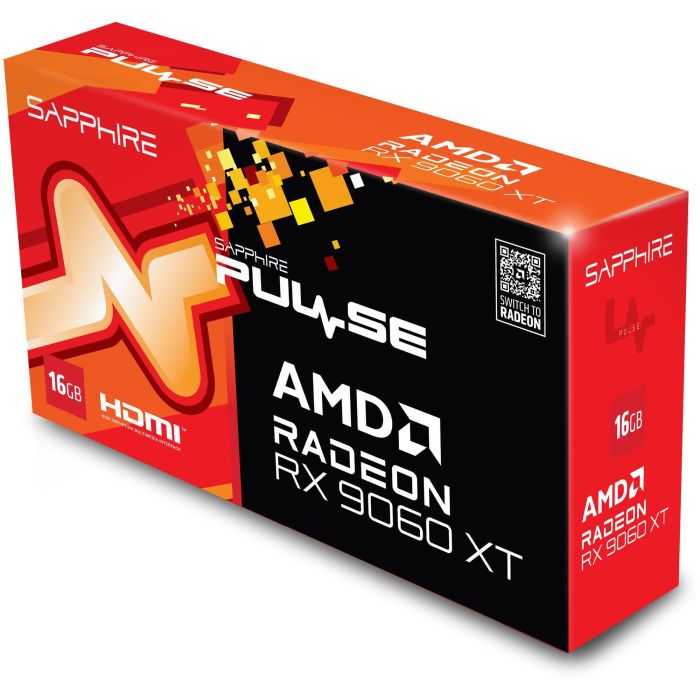 Sapphire RX 9060 XT 16GB GDDR6 Pulse Raedeon OC Tarjeta Gráfica AMD Radeon (2048 Stream Processors, 2 Ventiladores) 5