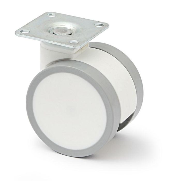 Q&Q Rueda Giratoria Modelo Duncan con Diámetro Ø65 mm y Altura H81 mm, Fabricada en Plástico, Acabado Blanco, Versión Sin Freno