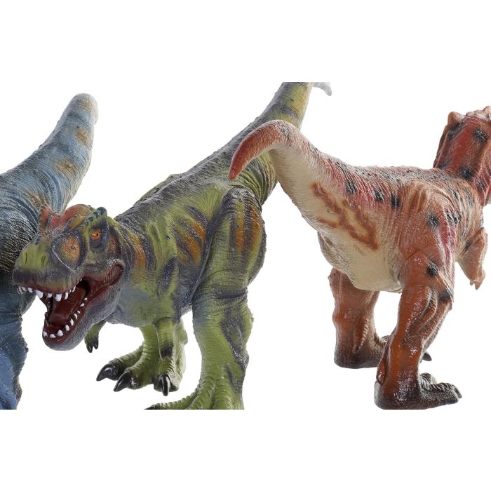 DKD Home Decor Juguete Dinosaurio de PVC Blando Multicolor para Niños. Pack de 3 Unidades Surtidas 17x28x60 cm 2