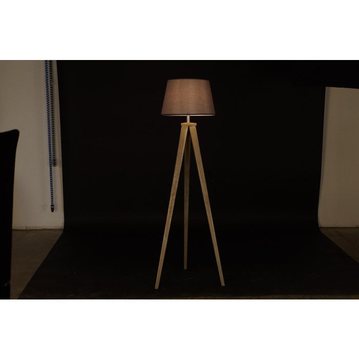 DKD Home Decor Lámpara de Pie Alpino Natural Gris 40 x 154 x 40 cm (2 Unidades) Lino E27 Pino 1