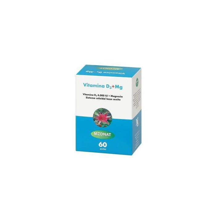 MEDNAT Vitamina D3 4000 UI + Magnesio Marino 60 Perlas - Alta Biodisponibilidad