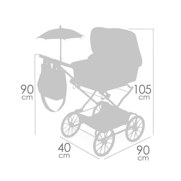 Decuevas Coche Reborn Plegable con Sombrilla Vintage para Muñecas. Ideal para el Juego de Simulación de Niñas desde 3 años. 40x90x90 cm. 7