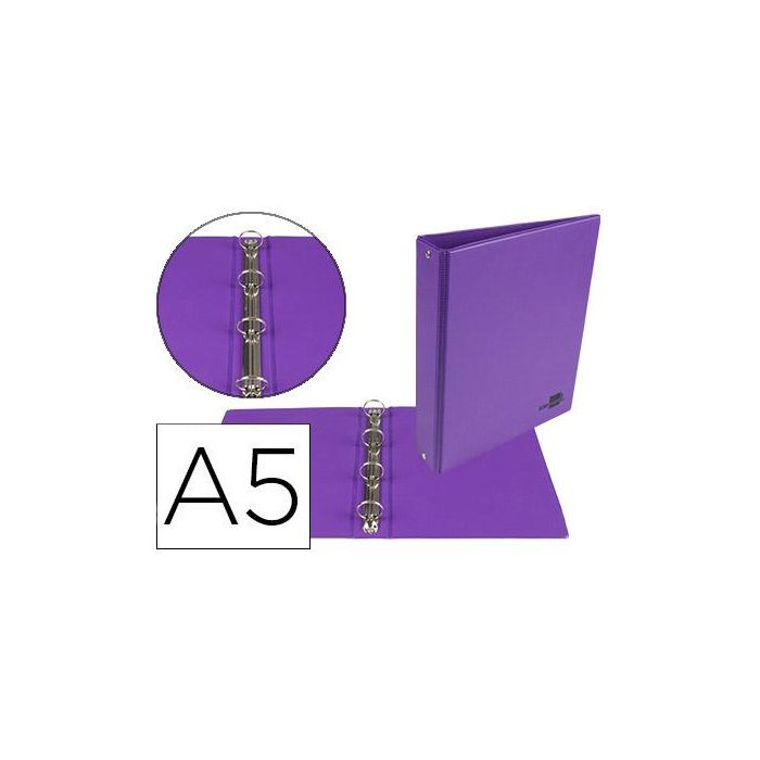 Carpeta De 4 Anillas 25 mm Redondas Liderpapel A5 Carton Forrado Pvc Violeta