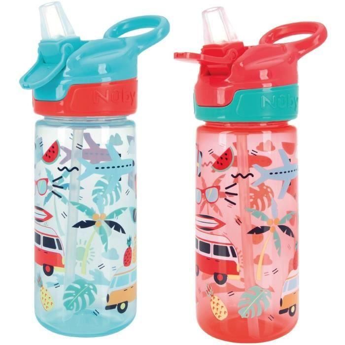 Nuby NUB0048526890484 Pack de 2 Botellas de Agua Super Quench, 540 ml, Rosa