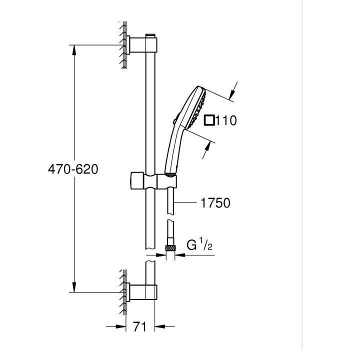 Rociador de ducha - GROHE Vitalio Comfort 110 26397001 - 2 chorros (Lluvia/Estimulante) - Fácil selección - Ahorro de agua - Cromo 3