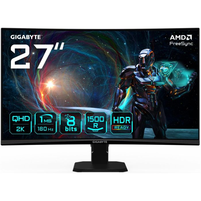 Gigabyte GS27QCA Monitor Gaming Curvo 27" QHD 2560 x 1440 180Hz 1ms VA FreeSync HDR Ready HDMI DisplayPort 1.4 0 Gigabyte GS27QCA Monitor Gaming Curvo 27" QHD 2560 x 1440 180Hz 1ms VA FreeSync HDR Ready HDMI DisplayPort 1.4 0
