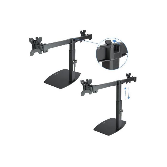 TooQ DB1727TN-B Soporte de Sobremesa para 2 Monitores 17-27" Brazo Pistón Gas Inclinable Giratorio hasta 6kg/brazo VESA 75/100 Negro 2