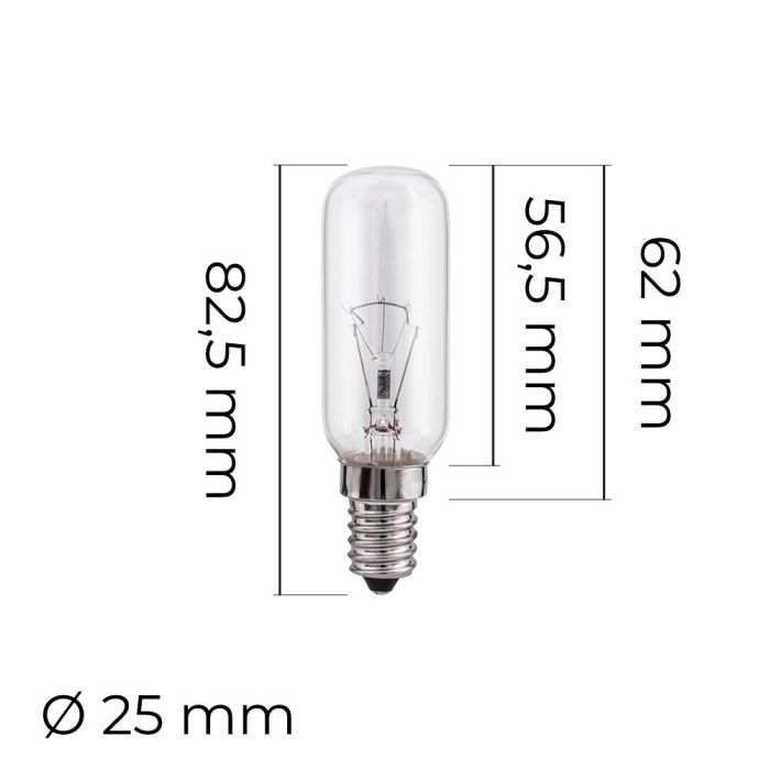 Bombilla incandescente tubular transparente 25w e14 1