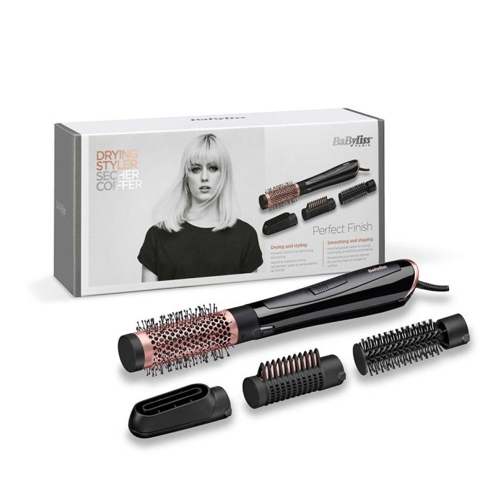 Babyliss Perfect finish - Cepillo de aire iónico 1000W, 2 temperaturas, botón de aire frío, neutraliza electricidad estática, cepillo térmico de 38mm y puas suaves de 20mm 1 Babyliss Perfect finish - Cepillo de aire iónico 1000W, 2 temperaturas, botón de aire frío, neutraliza electricidad estática, cepillo térmico de 38mm y puas suaves de 20mm 1