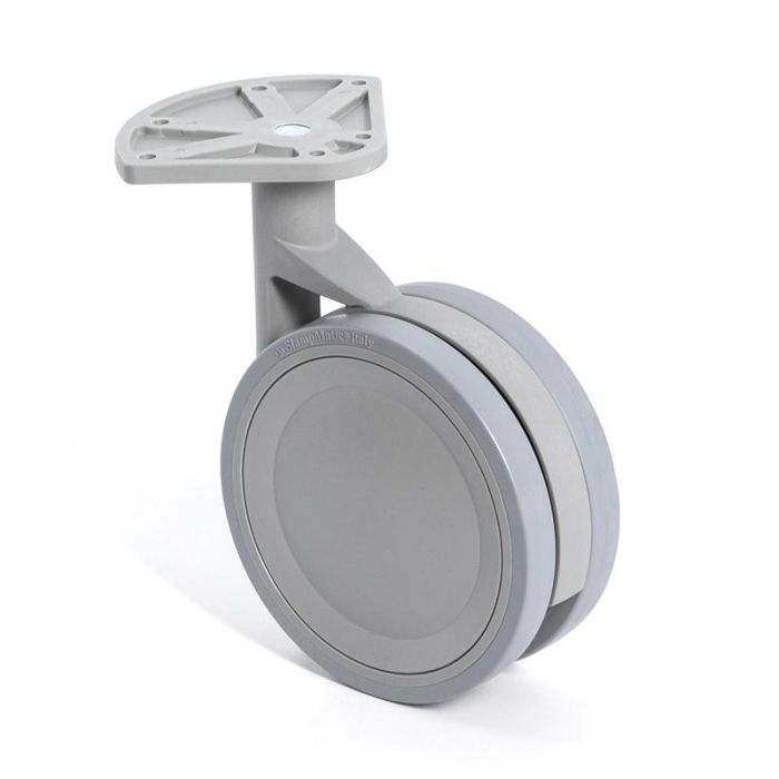STAMPMATIC Rueda Giratoria Vega Aro Goma Ø75 Con Placa Sin Freno Acabado Blanco 2