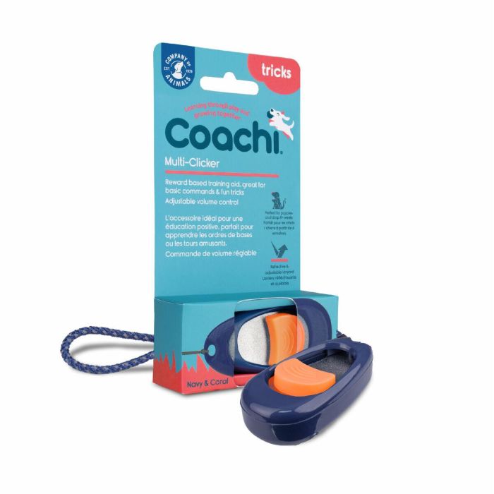 Coachi Multi-Clicker de Adiestramiento para Perros y Cachorros, Control de Volumen 3 Ajustes, Correa Muñeca Ajustable, Azul Oscuro Botón Coral 8 Coachi Multi-Clicker de Adiestramiento para Perros y Cachorros, Control de Volumen 3 Ajustes, Correa Muñeca Ajustable, Azul Oscuro Botón Coral 8