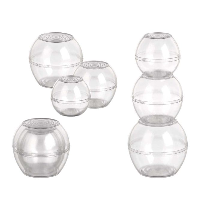 Set 3 Recipientes Esfera Kinvara 9x9x9 cm, Transparente, Plástico PS (12 Unidades) Set 3 Recipientes Esfera Kinvara 9x9x9 cm, Transparente, Plástico PS (12 Unidades)