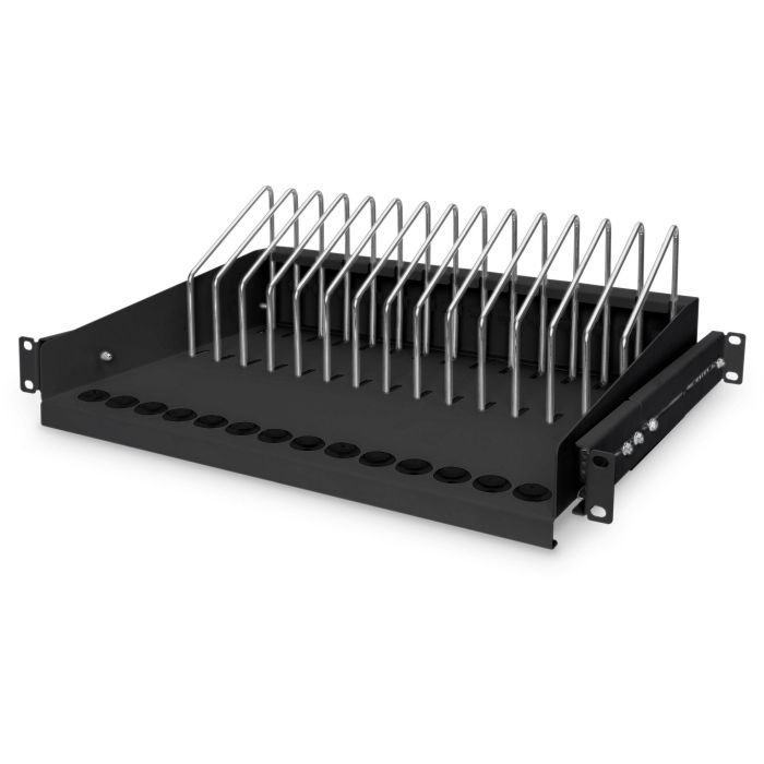 Digitus Estante Extensible para Rack (14 Dispositivos) para Teléfono, Tablet, Portátil, Acero Negro