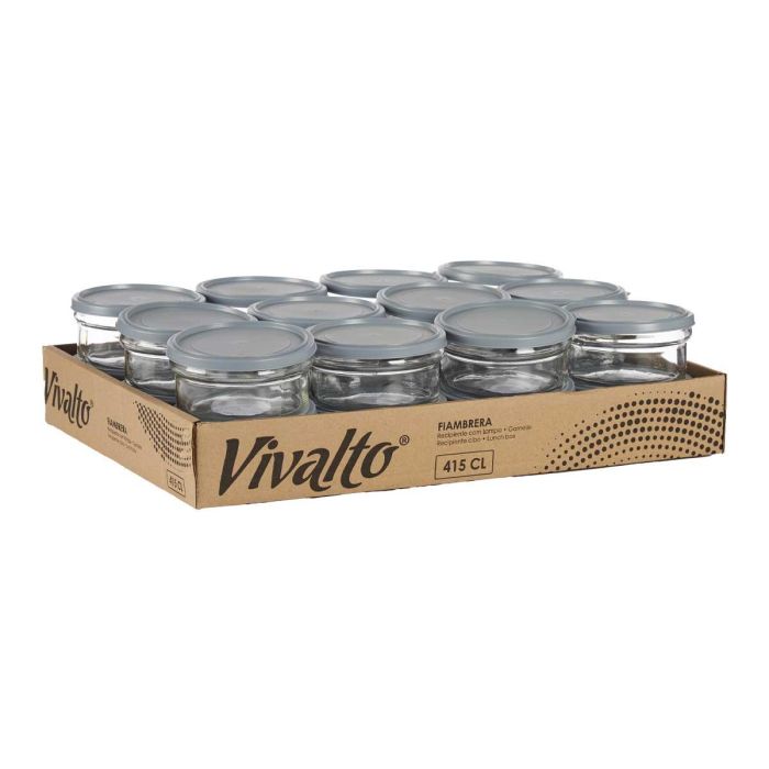 Fiambrera de Cristal Redonda Vivalto 415 ml Gris 12.5x6x12 cm (24 Unidades) 4