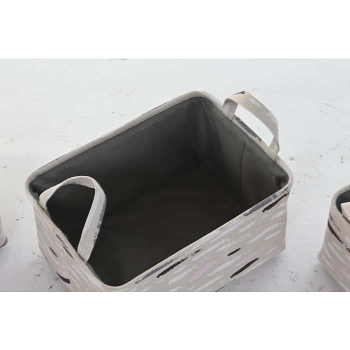 DKD Home Decor Cesta Basicos Gris Burdeos Poliester Set de 3 Piezas 30 x 20 x 40 cm 2