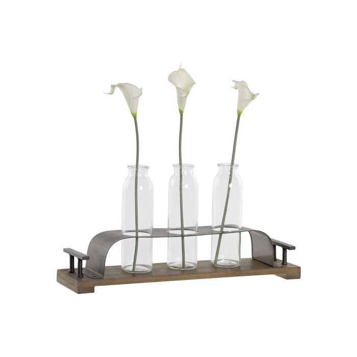 DKD Home Decor Jarrón Loft Negro Marrón Cristal Metal Set de 3 Piezas 11 x 45 x 22 cm 3