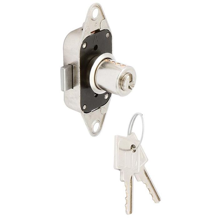 Meroni 2185 Cerradura Falleba Cilindro 16x20mm Níquel Perno M6 con Llaves Diferentes, Bolsa Accesorios, Sin Varilla, Latón y Zamak
