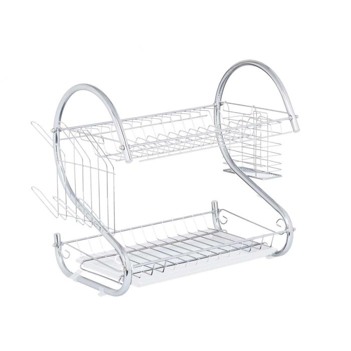 Escurreplatos Kinvara 2 pisos cromado blanco 40x11.5x26.5 cm (6 Unidades) 1 Escurreplatos Kinvara 2 pisos cromado blanco 40x11.5x26.5 cm (6 Unidades) 1