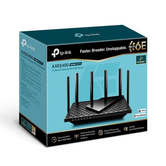 TP-Link Archer AXE75 router inalámbrico Gigabit Ethernet Tribanda (2.4 GHz / 5 GHz / 6 GHz) Negro 3 TP-Link Archer AXE75 router inalámbrico Gigabit Ethernet Tribanda (2.4 GHz / 5 GHz / 6 GHz) Negro 3