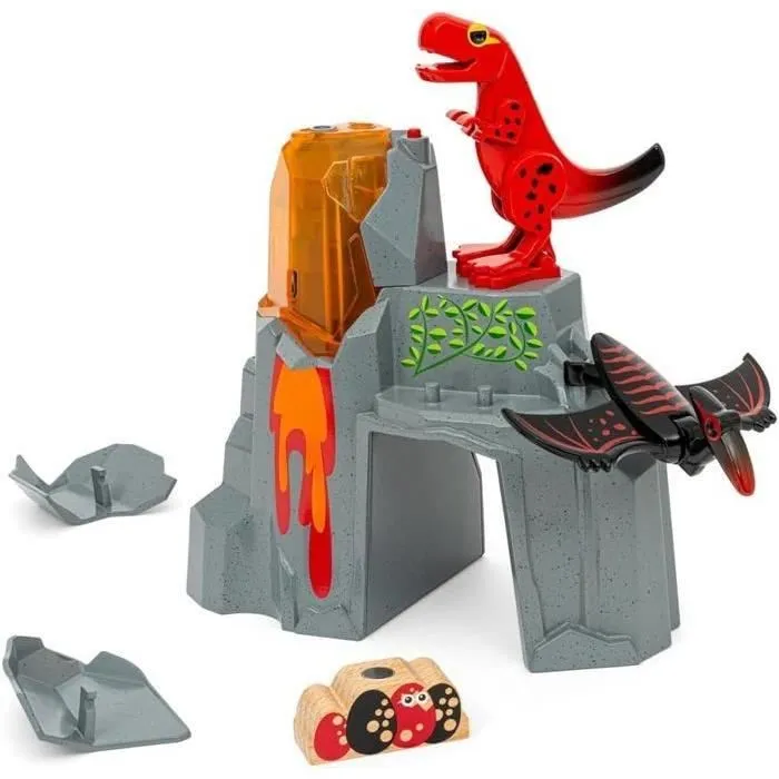 Brio Volcán en erupción de dinosaurios RAV7312350360929 - Accesorio de circuito de tren de madera, acción de juego sin batería/imán, edades 3+ 1