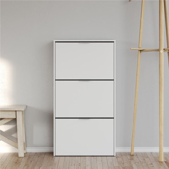 Forés/Arkit Zapatero Mueble 3 Puertas Abatibles Blanco Brillo Melamina 60x22x113cm 6