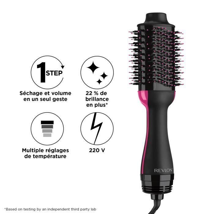 Revlon RVDR5222E Cepillo de Secado y Voluminizador 2 en 1 Iónico Cerámico, diseño ovalado para menos daño, 3 calores, Negro/Rosa 2