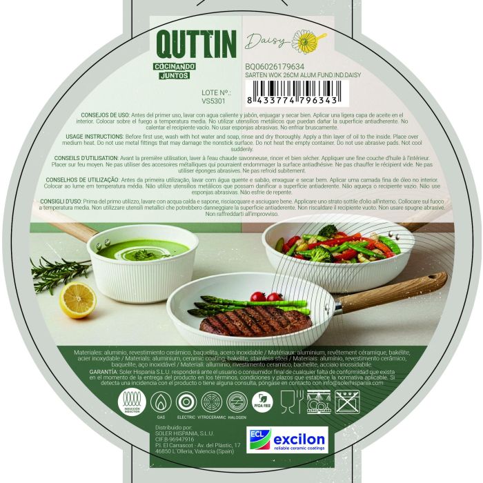 Inde Sarten Wok 26 cm Aluminio Fundido Inducción Daisy (6 Unidades) 8