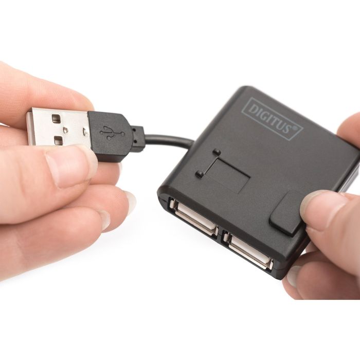 Digitus DN-30200-1 Hub USB 2.0 de 4 puertos, alta velocidad 480 Mbit/s, con cable integrado, color negro 8