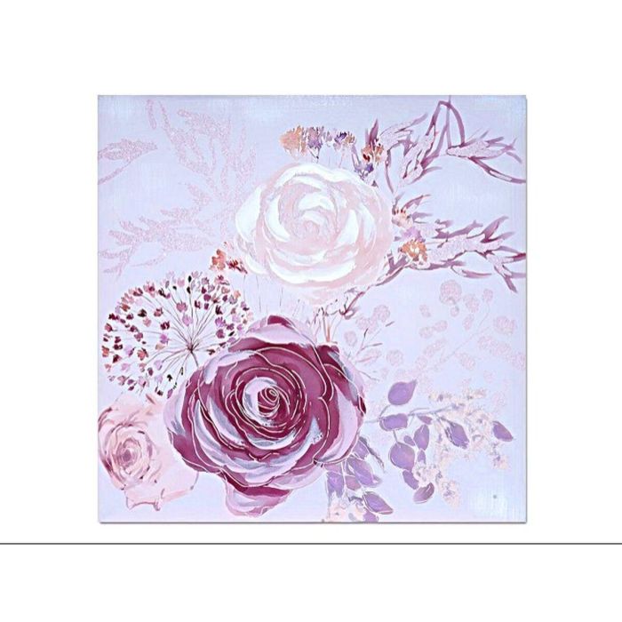 Cuadro Romimex Rosa Lienzo Rosas 60 x 60 x 3 cm 1