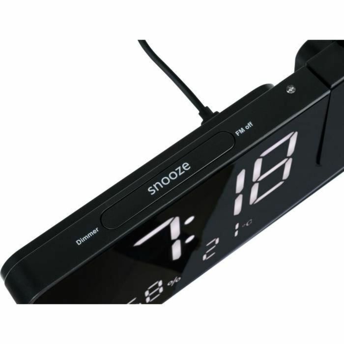 Radio reloj proyector - THOMSON - Negro - Radio FM, Temperatura, Humedad, Alarma dual, USB-C, Fuente de alimentación 230V 3