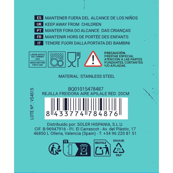 Rejilla Red Apilable para Airfryer 20 cm Quttin - Inde (12 Unidades) 13