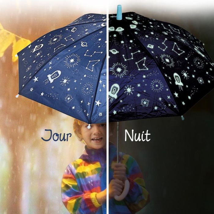 Entre Temps Paraguas Infantil Fosforescente Entre Temps Constelaciones Cohetes Unicornios Arcoiris 69cm 4