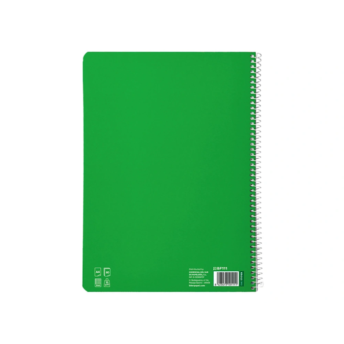 Liderpapel Cuaderno Espiral Pautaguía A4 Tapa Blanda 80 Hojas 75gr Cuadro Pautado 3mm Verde 2