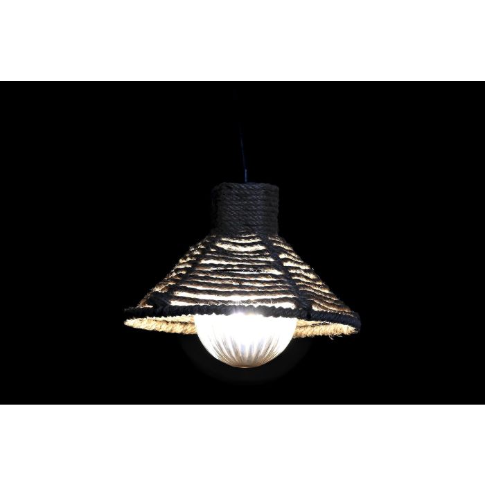 DKD Home Decor Lámpara de Techo Mediterráneo Marrón Cuerda y Metal 24x24x15 cm E27 50W con 1 Bombilla (4 Unidades) 1