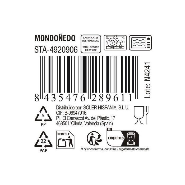 Inde Bol 690Cc "Mondoñedo", Col.Surt.Sta, Bol 690 ml, 14.2x7.8 cm, 434 g (aprox.), Set Completo (6 Unidades)
