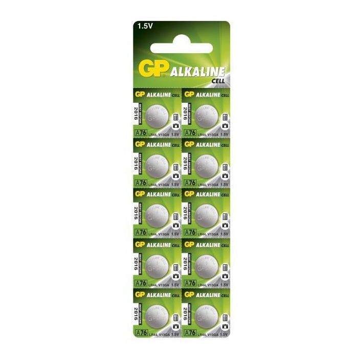 GP Alkaline Cell Battery 76A-C10, 1,5V, LR44, 10-pack GP Alkaline Cell Battery 76A-C10, 1,5V, LR44, 10-pack