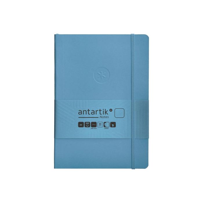 Cuaderno Con Gomilla Antartik Notes Tapa Blanda A5 Hojas Lisas Azul Claro 80 Hojas 80 gr Fsc 1