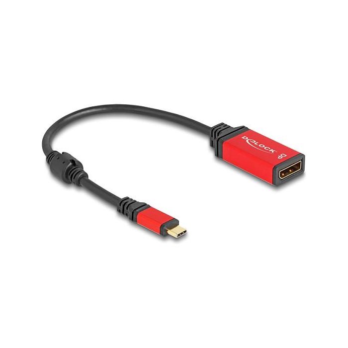 DeLOCK Adaptador USB-C a DisplayPort 1.4 (DP Alt Mode), 8K a 30Hz, HDR10, Negro y Rojo, Cable 0.2m, Macho/Hembra, Plug & Play 1 DeLOCK Adaptador USB-C a DisplayPort 1.4 (DP Alt Mode), 8K a 30Hz, HDR10, Negro y Rojo, Cable 0.2m, Macho/Hembra, Plug & Play 1