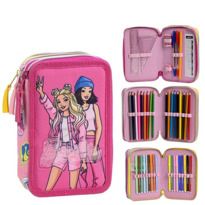 Cerdá Plumier Escolar Completo con Accesorios Giotto Barbie, Estuche Fucsia para Niños, 12.5x6.5x19.5 cm, Edad +3 años Cerdá Plumier Escolar Completo con Accesorios Giotto Barbie, Estuche Fucsia para Niños, 12.5x6.5x19.5 cm, Edad +3 años