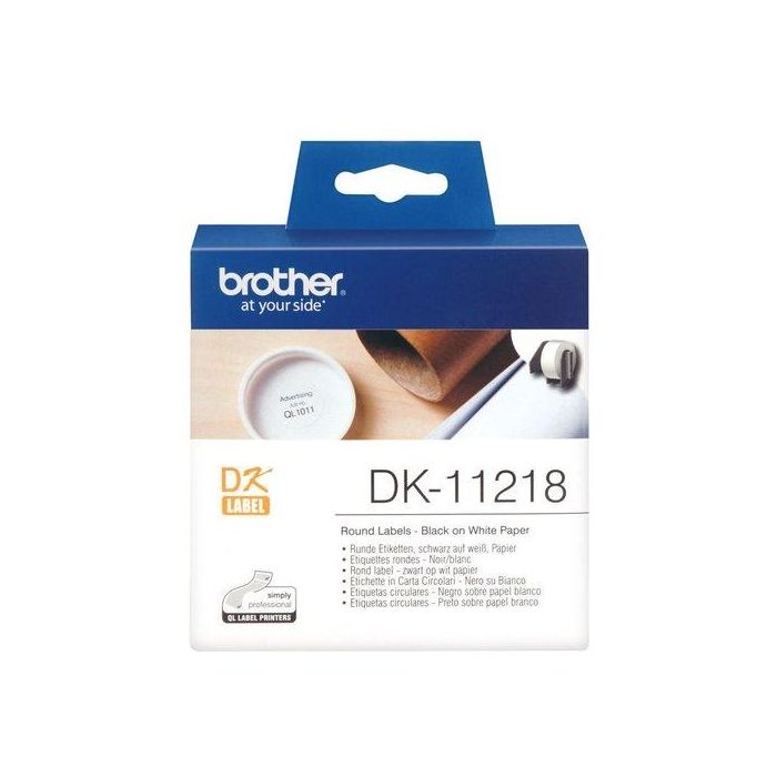 Etiquetas Brother Precortada Papel Blanco Ø 24 Mm Rollo 1.000 Uds.Redonda (Dk11218)