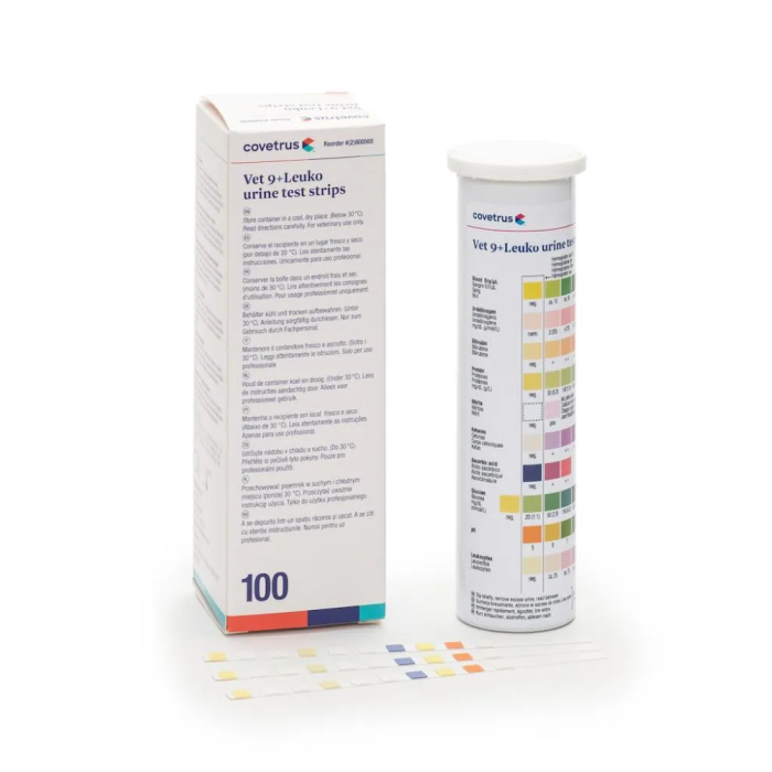 Covetrus Tira De Orina 9+Leuko 100 Tiras para Análisis Veterinario