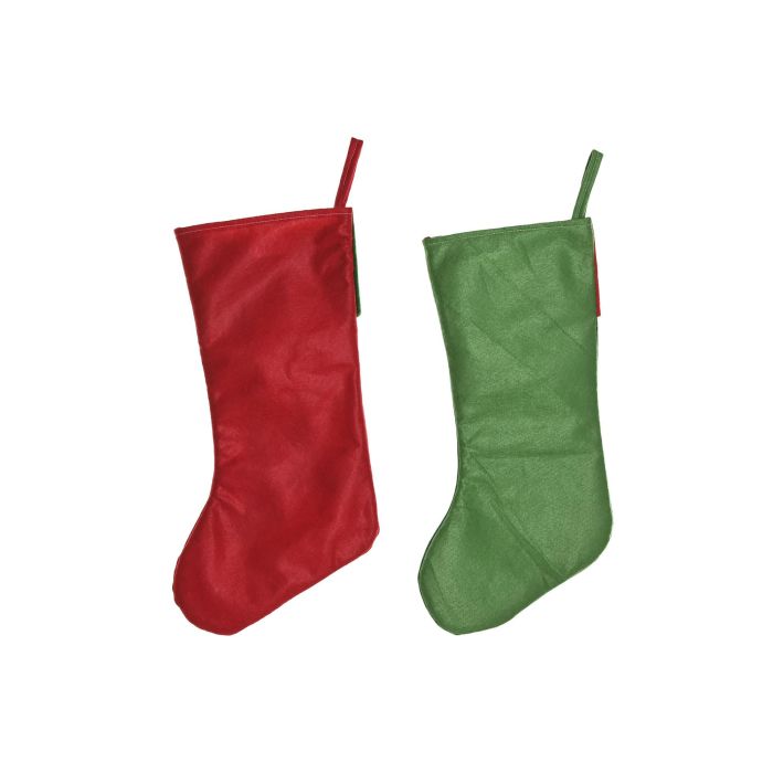 Calcetin Navidad Tradicional DKD Home Decor Rojo Verde 2 x 50 x 27 cm (6 Unidades) 2