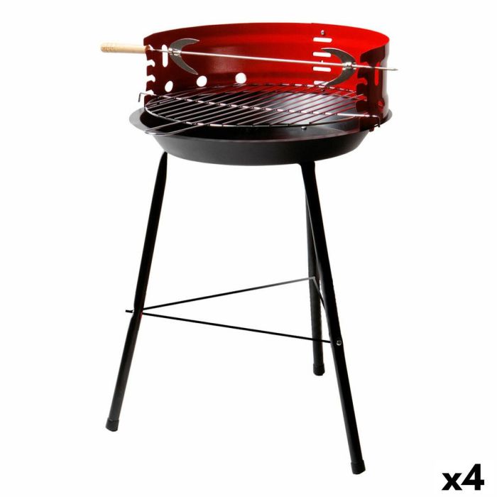 Barbacoa Portátil Aktive Madera Hierro 37,5 x 70 x 38,5 cm (4 Unidades) Rojo