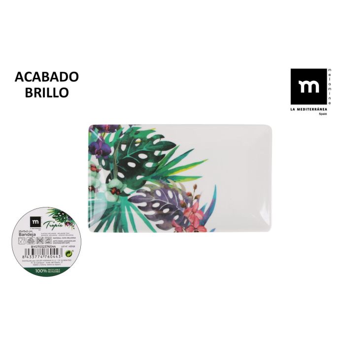 Bandeja de melamina Tropic 25x15x2 cm brillo - La Mediterranea (12 Unidades) Bandeja de melamina Tropic 25x15x2 cm brillo - La Mediterranea (12 Unidades)